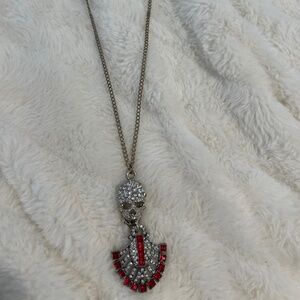 Stone encrusted skull charm necklace pendant